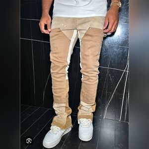 Kindred Men's Tan Vintage Jeans with Patchwork